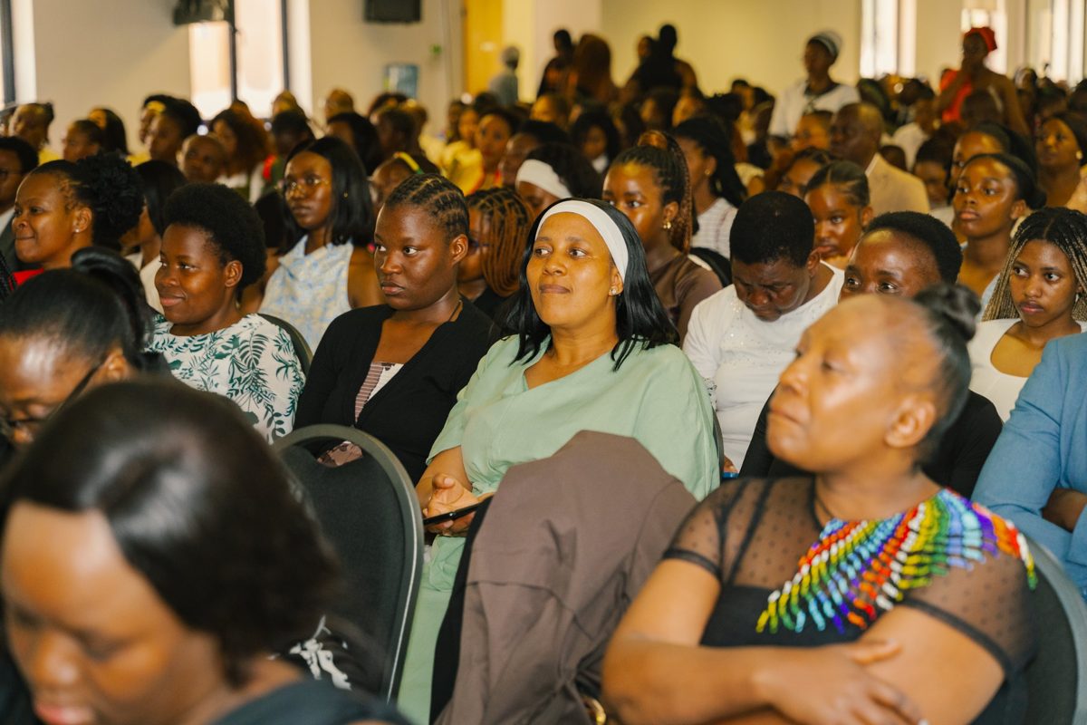 The congregation gathered and listening during a service